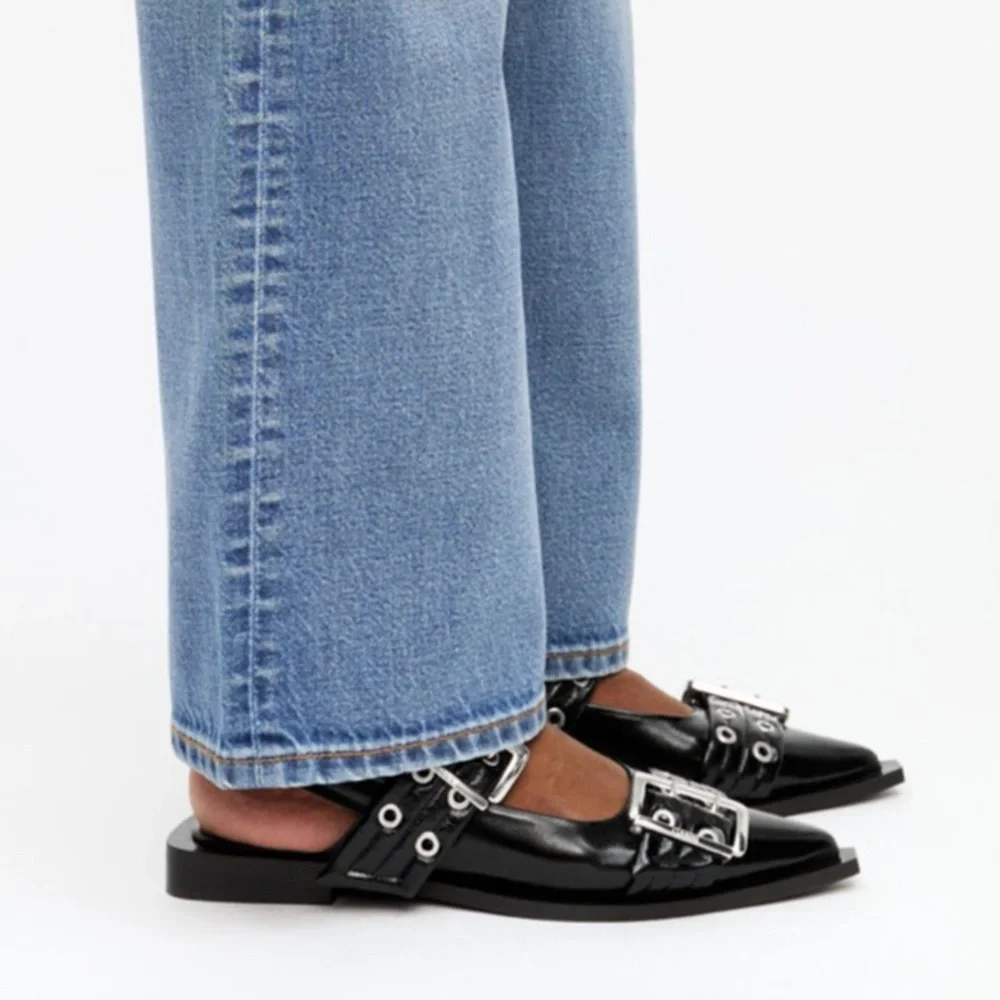 GANNI black feminine buckle ballerina flats - Picture 2 of 9